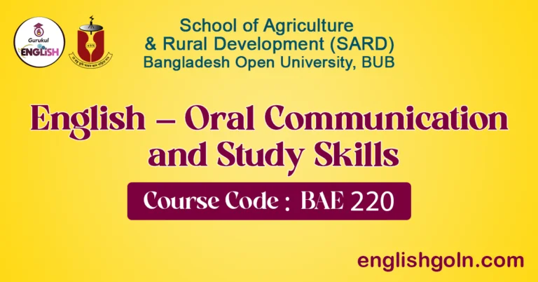 English – Oral Communication and Study Skills