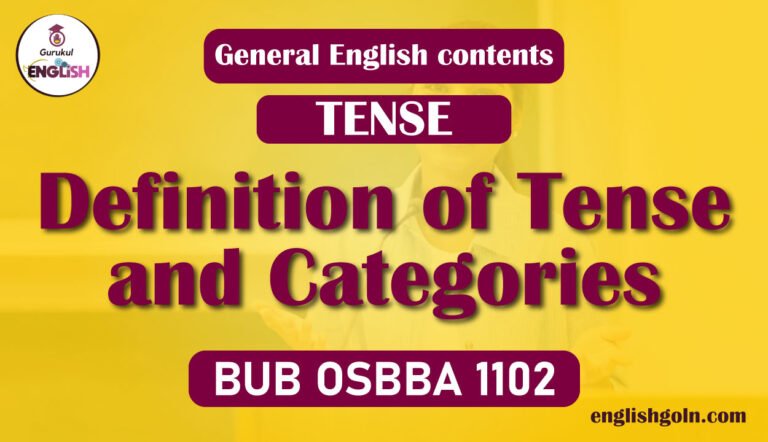 Definition of Tense and Categories