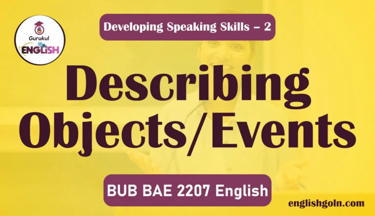 Describing Objects/Events