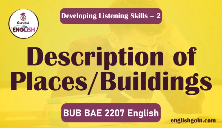 Description of places/buildings