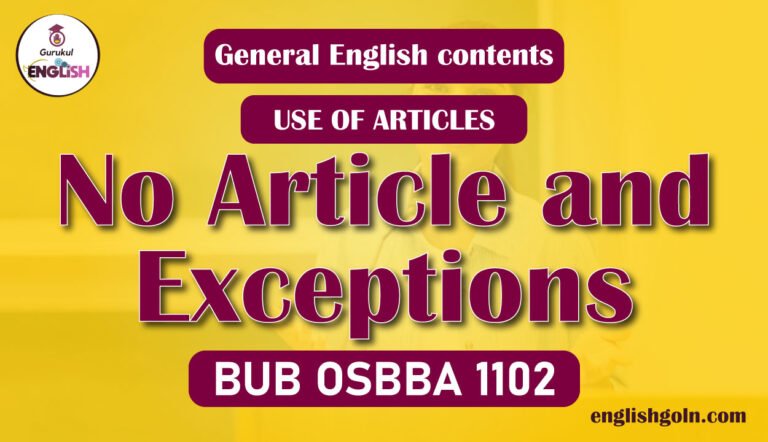 No Article and Exceptions